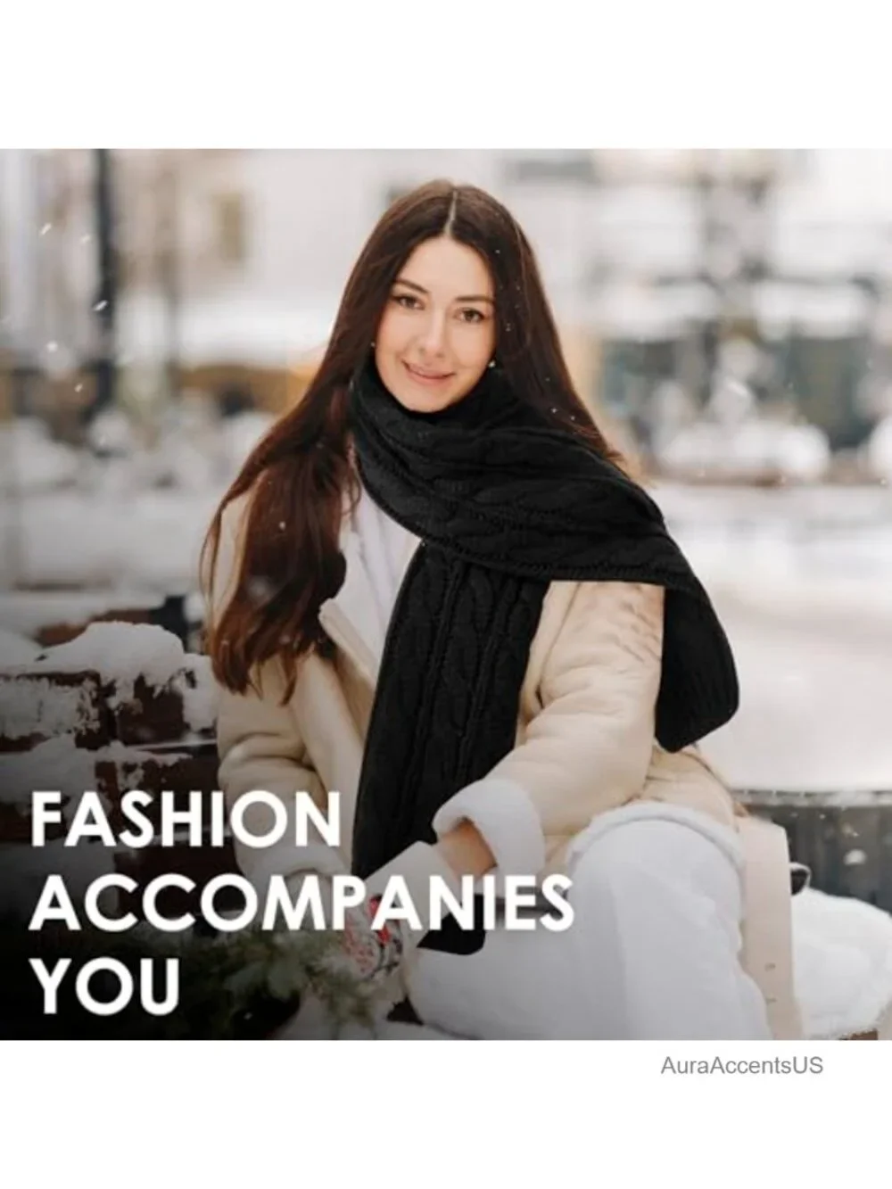Chunky Knit Scarf Women Cashmere Acrylic Blend Winter Wrap